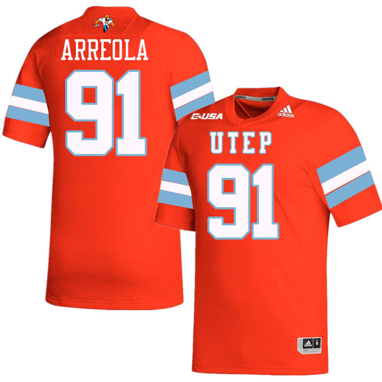 #91 Carlos Arreola UTEP Jersey,UTEP Miners College Football Jersey,Uniforms-Throwback